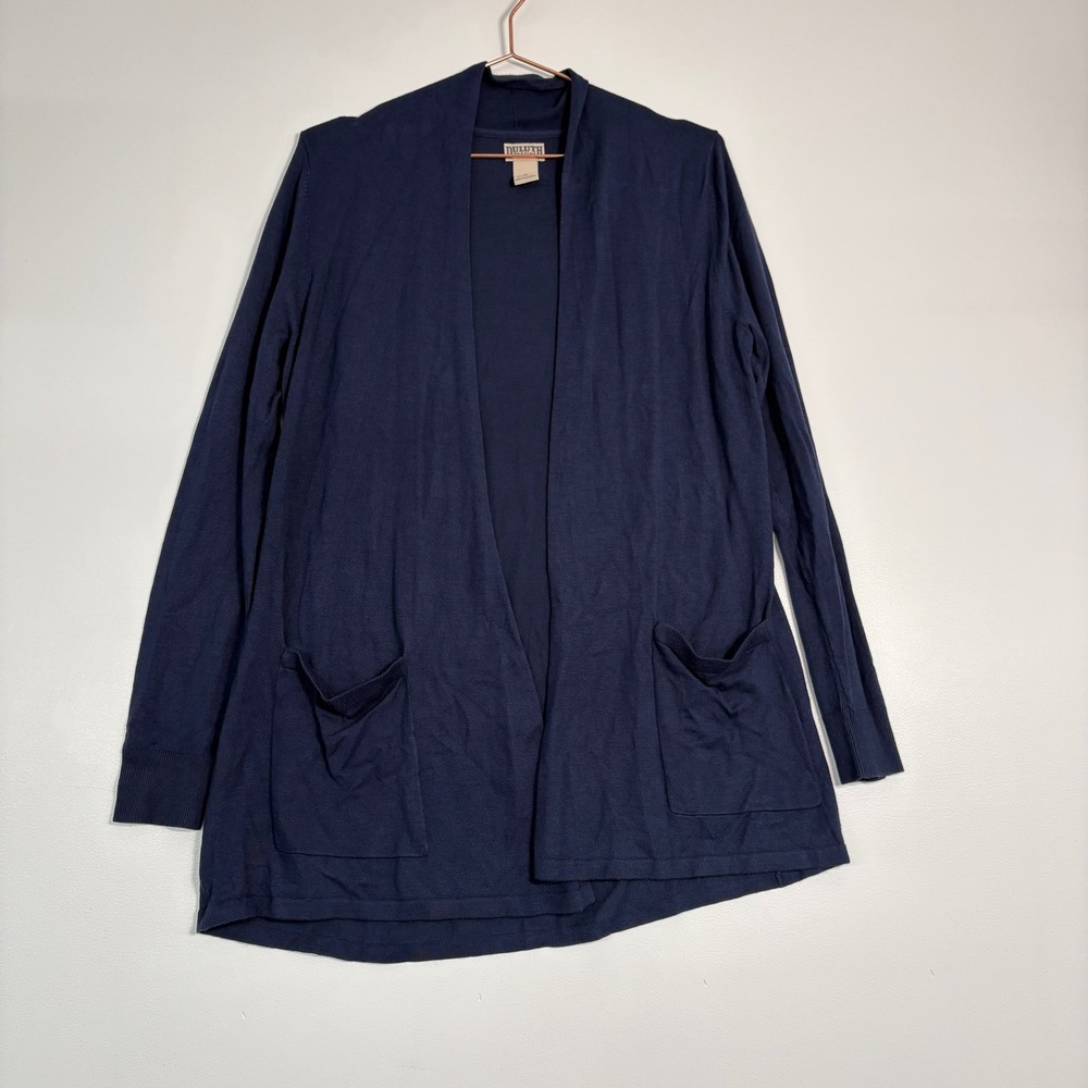 Duluth Trading Co. Women's Blue‎ Cardigan sweater Rayon Size M GUC Slouchy
